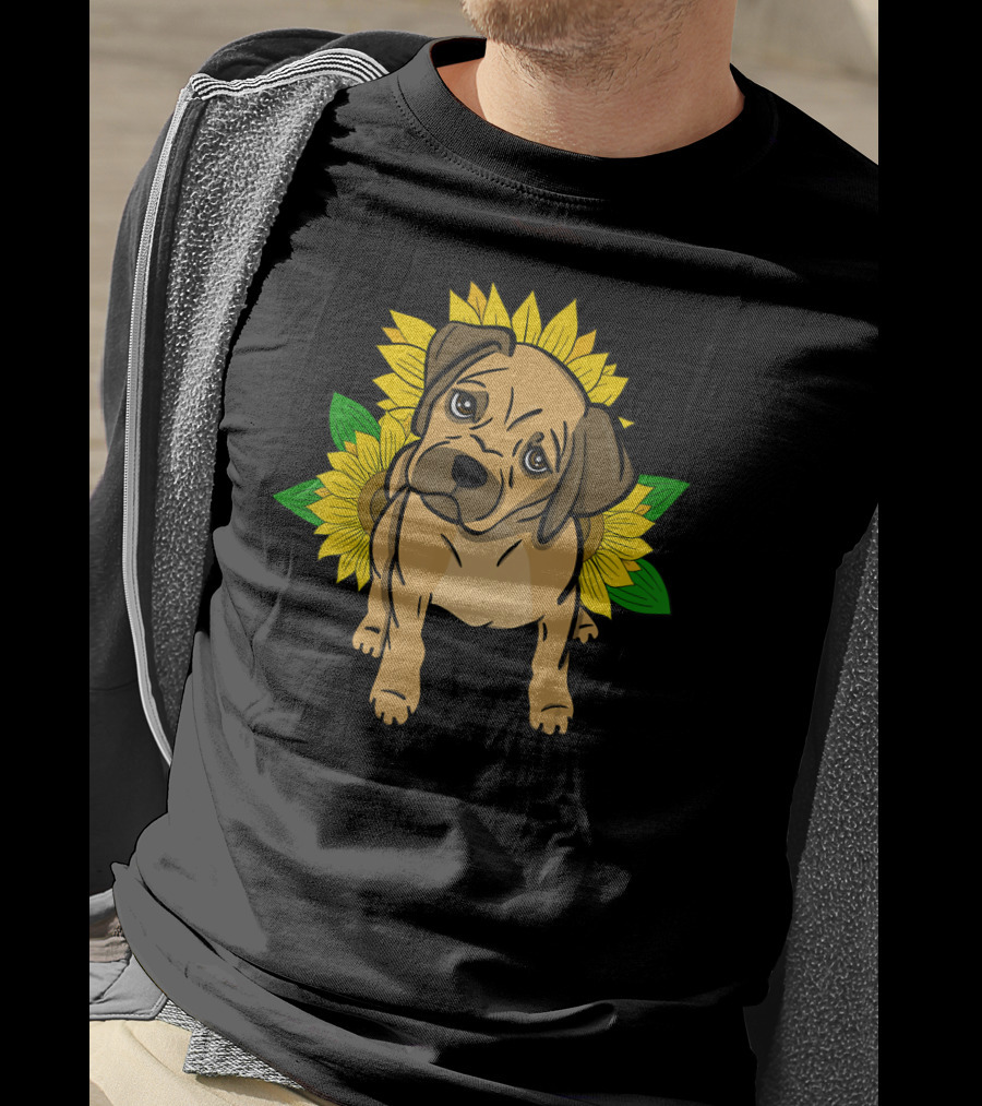 Puggle Puppy Sunflowers T-Shirt