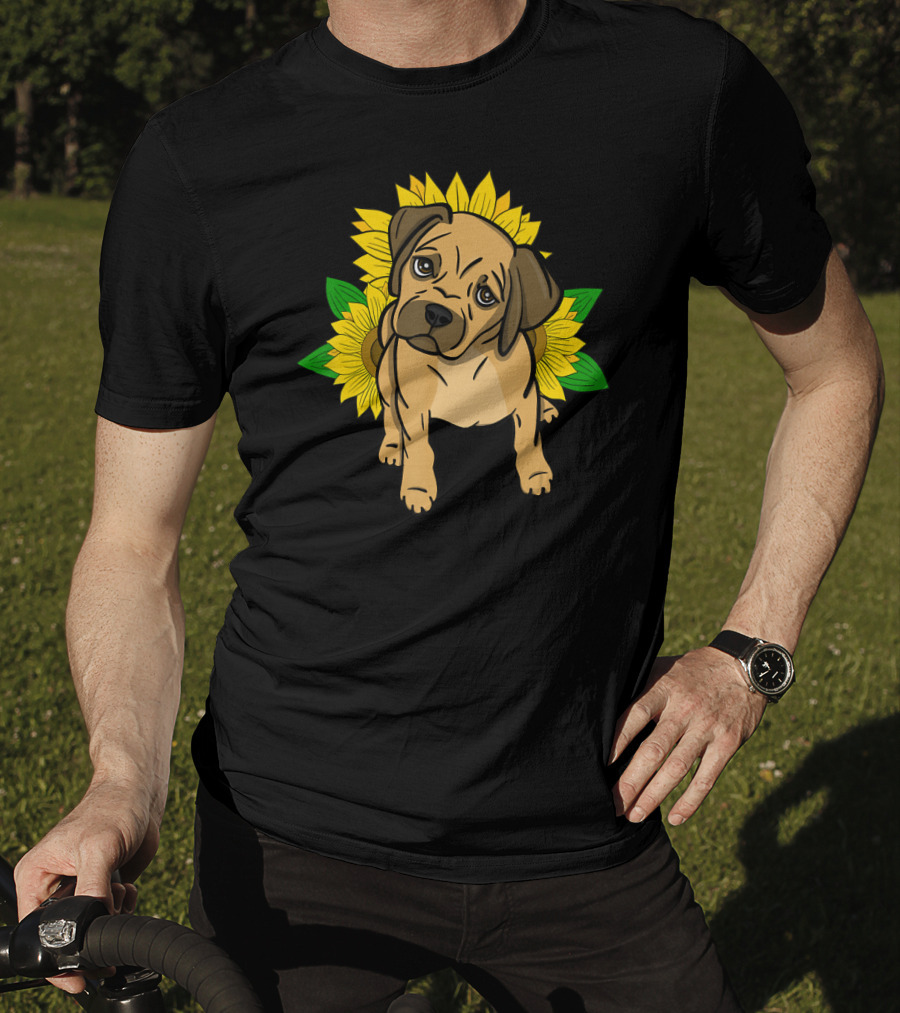 Puggle Puppy Sunflowers T-Shirt