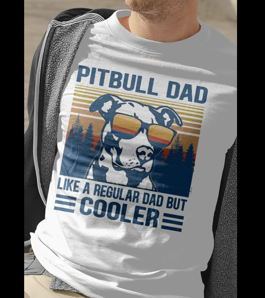 Pitbull Dad Like A Regular Dad But Cooler Retro Style Sunglasses T-Shirt