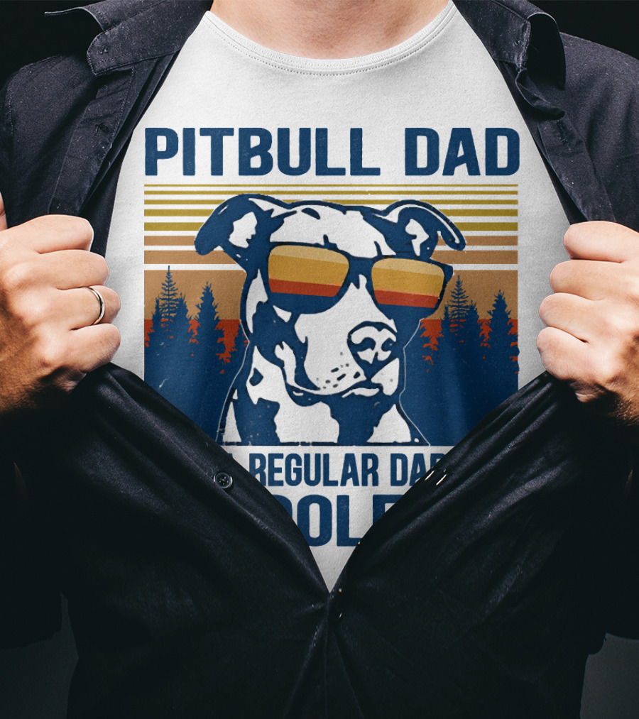 Pitbull Dad Like A Regular Dad But Cooler Retro Style Sunglasses T-Shirt