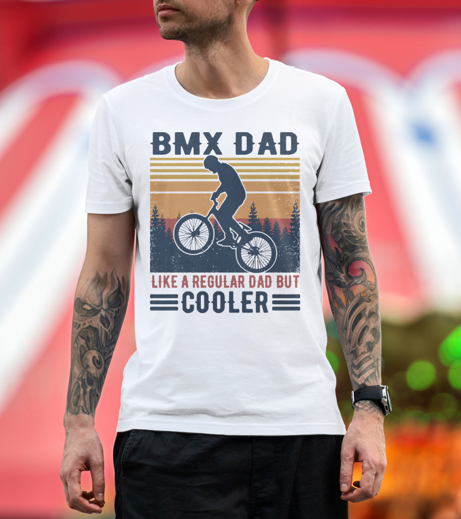 BMX Dad Like A Regular Dad But Cooler Retro Forest T-Shirt