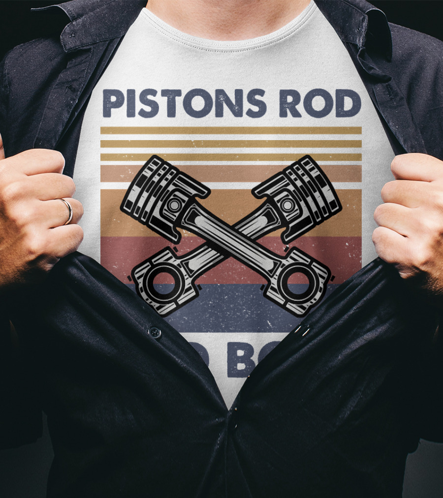 Pistons Rod Dad Bods Vintage Stripes Retro Car T-Shirt