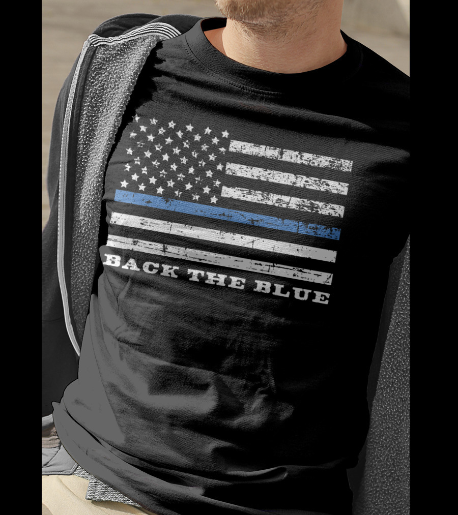 Back The Blue American Flag Police Support T-Shirt