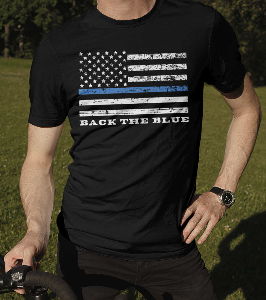 Back The Blue American Flag Police Support T-Shirt