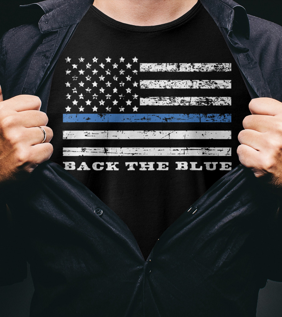 Back The Blue American Flag Police Support T-Shirt