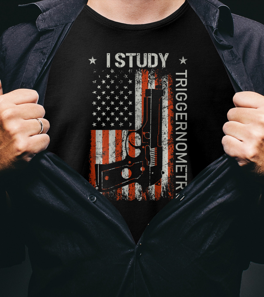 I Study Triggernometry American Flag Gun T-Shirt