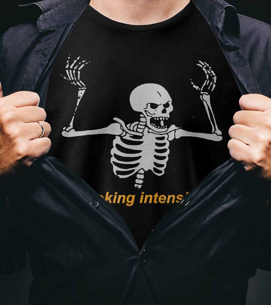 Spooking Intensifies Skeleton With Scary Expression Glaring T-Shirt