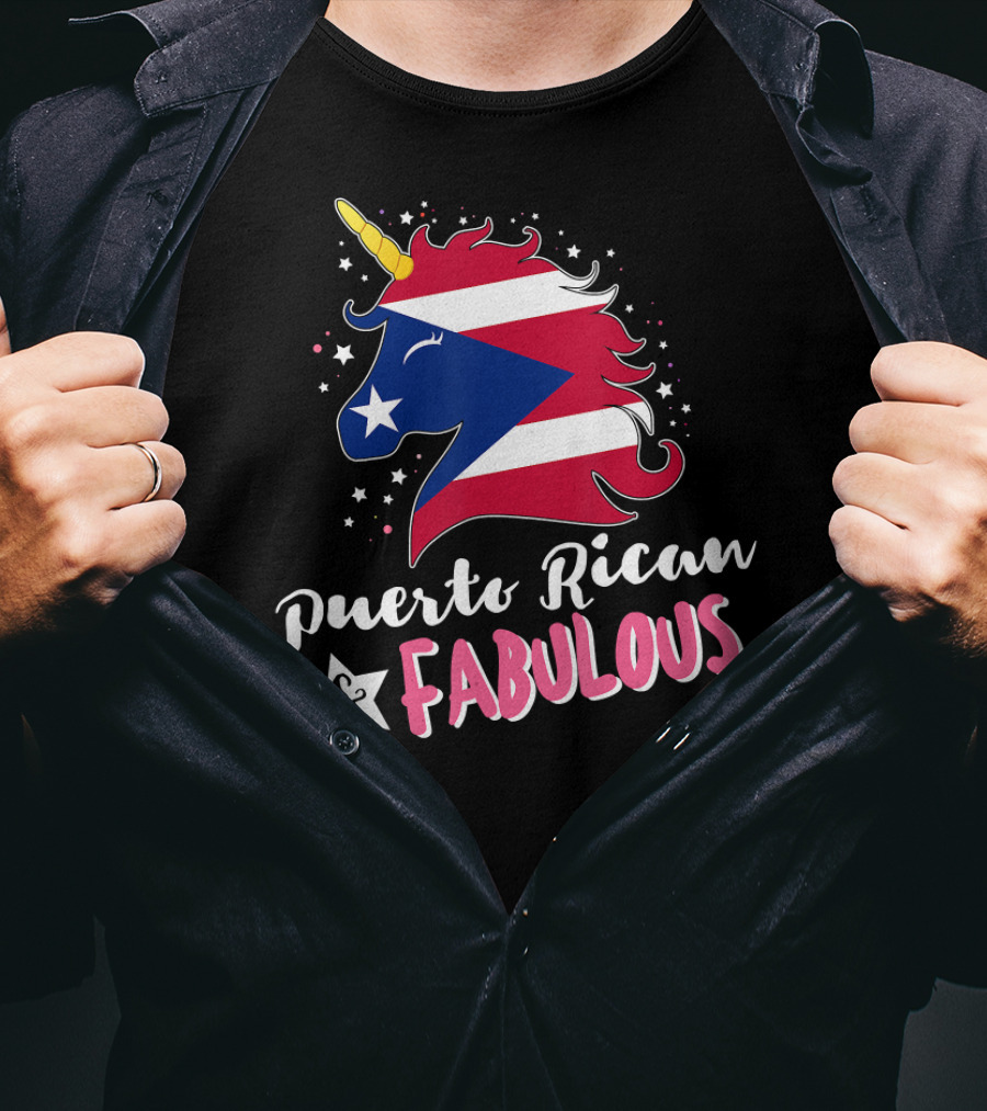 Puerto Rican And Fabulous Unicorn Puerto Rico Flag T-Shirt