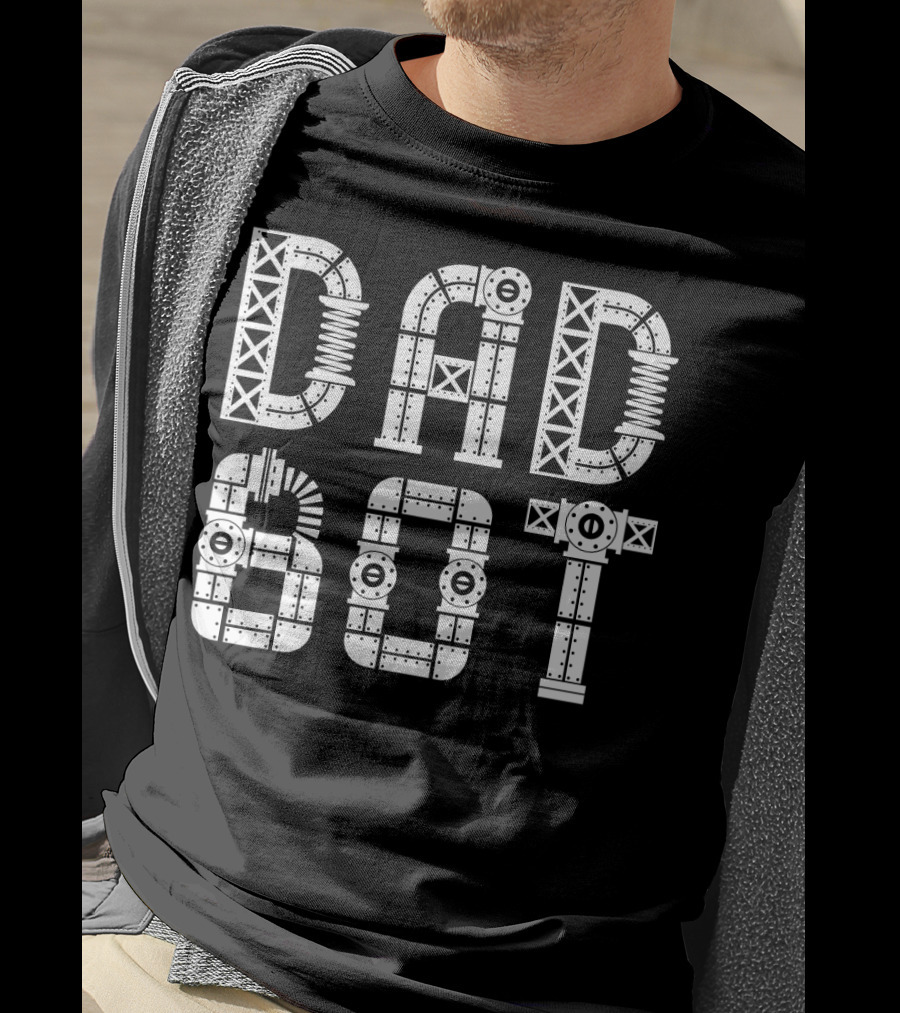 Dad Bot Robot Pipework Typography T-Shirt