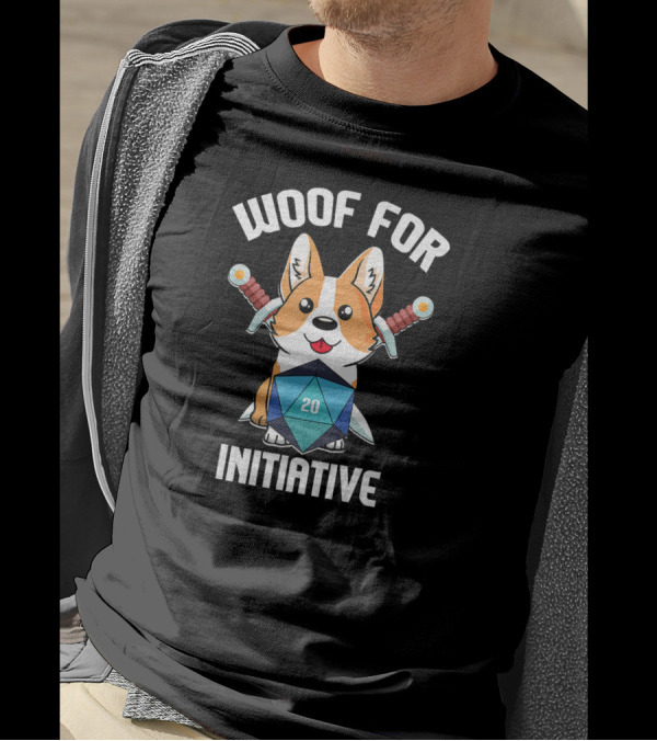 Woof For Initiative Corgi D20 RPG Gamer 20 T-Shirt