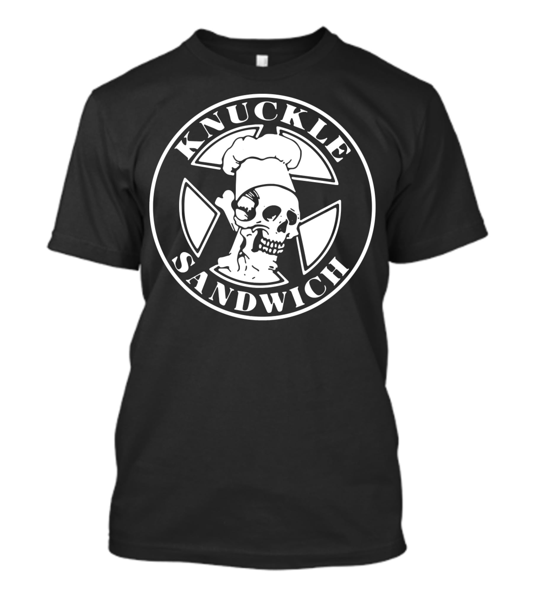 Knuckle Sandwich Skull Chef In Crossbones Circle Emblem T-Shirt