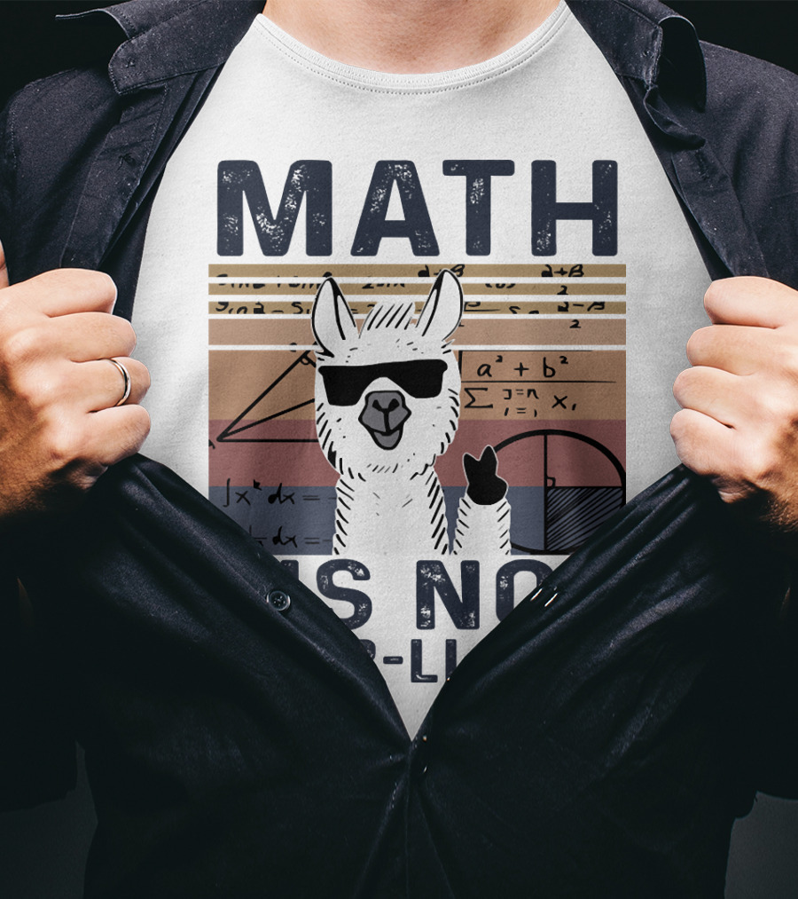 Math Is No Prob-Llama Funny Algebra Llama With Sunglasses T-Shirt