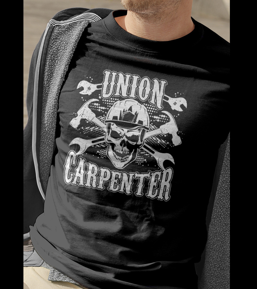 Union Carpenter Skull Hard Hat Wrenches T-Shirt