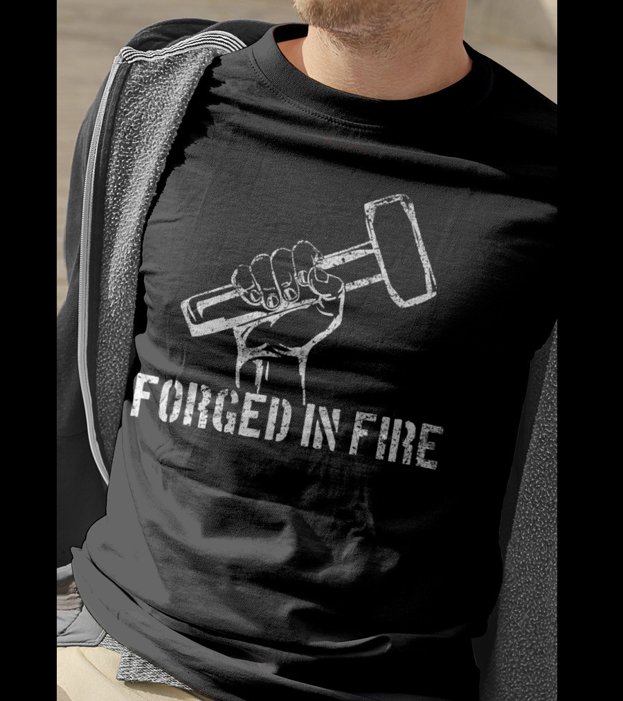 Vintage Blacksmith Forged In Fire Hammered Hand T-Shirt