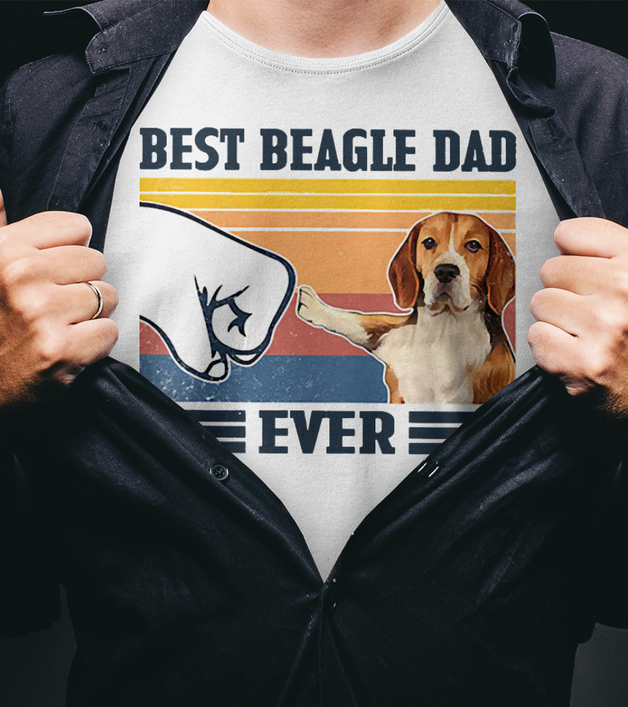 Best Beagle Dad Ever Vintage Fist Bump T-Shirt