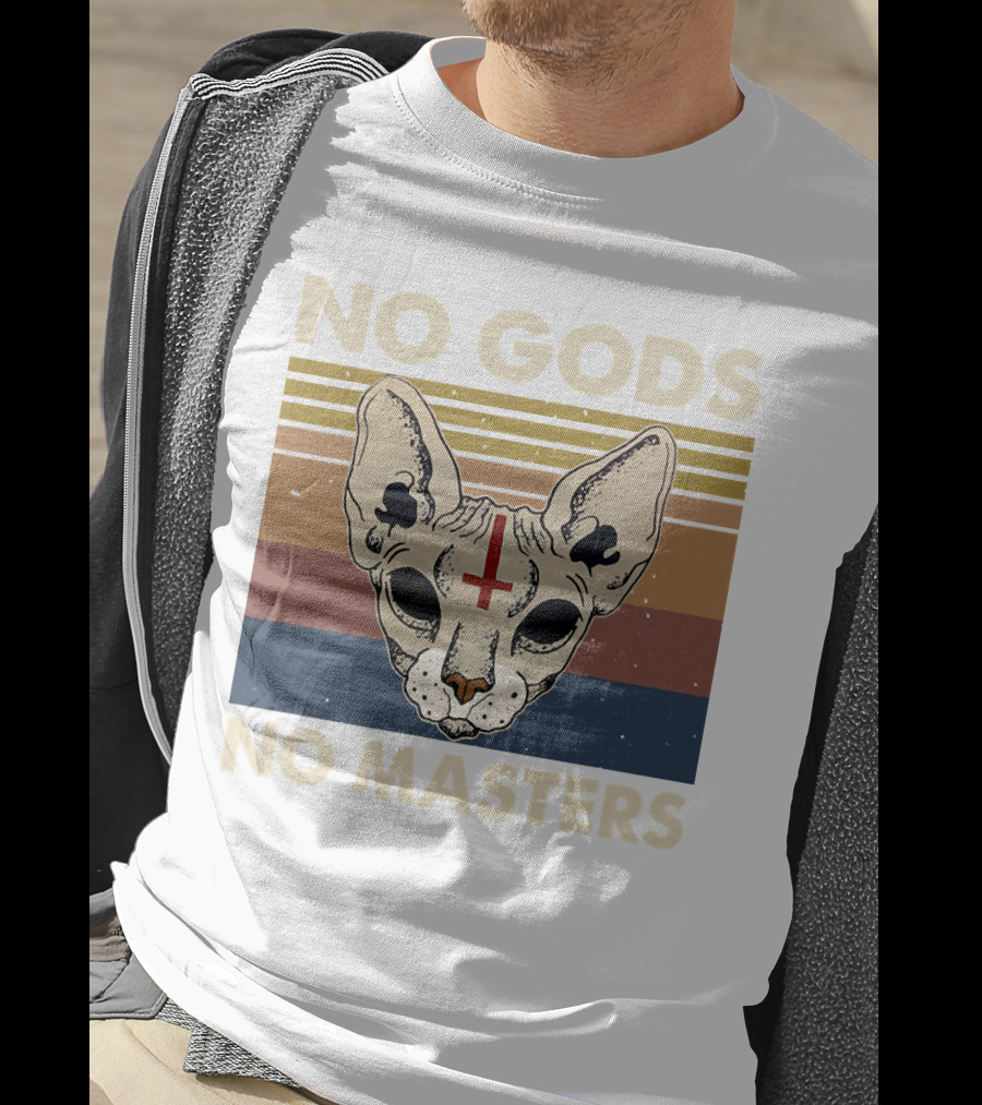No Gods No Masters Sphynx Cat Retro T-Shirt