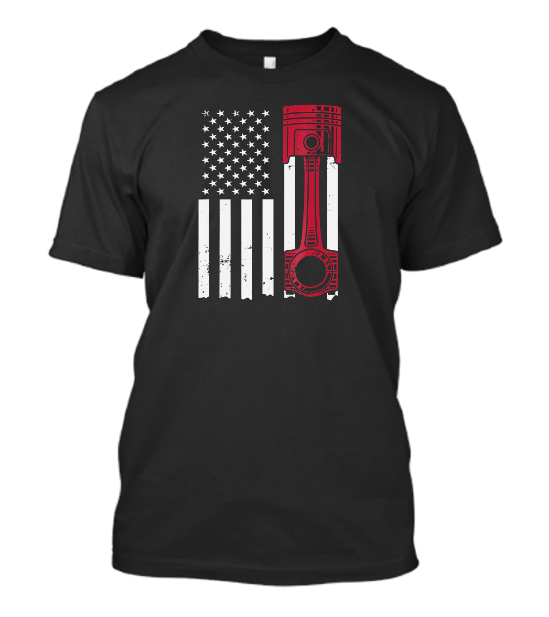 American Flag Piston Car Enthusiast Muscle T-Shirt