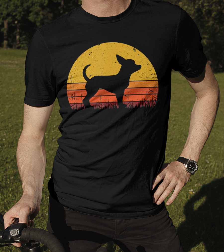 Retro Chihuahua Silhouette In Sunset T-Shirt