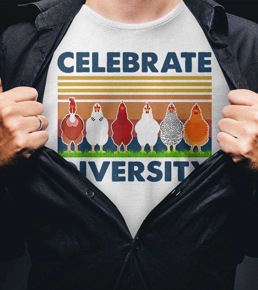 Celebrate Diversity With Chickens In Colorful Display T-Shirt