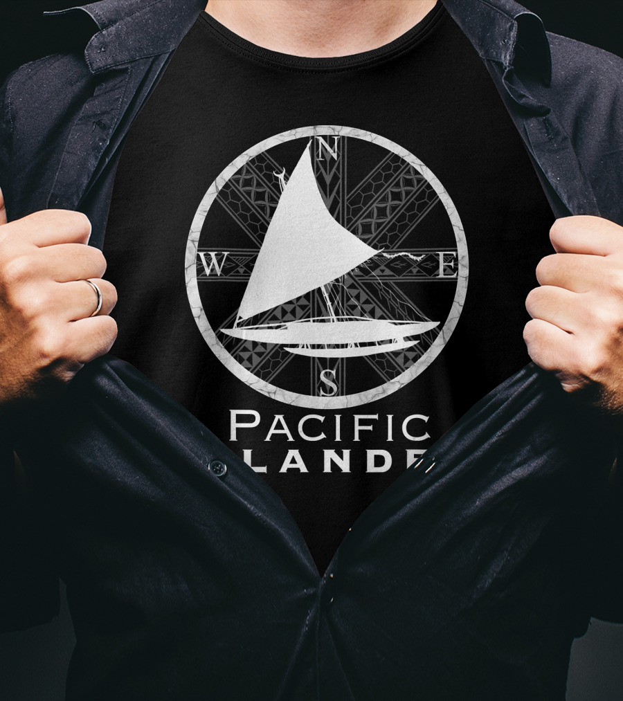 Pacific Islander Tribal Canoe Compass Sailboat T-Shirt