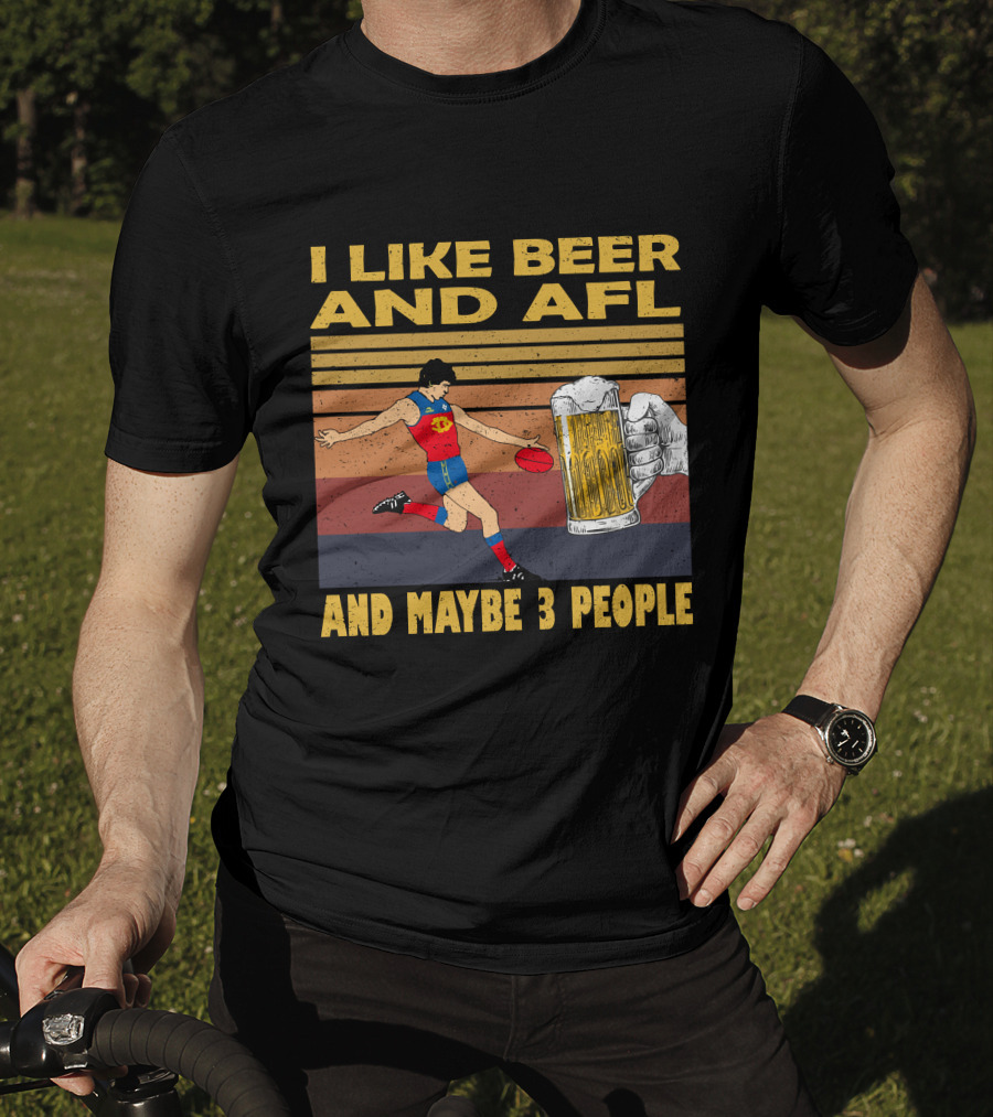 I Like Beer And AFL Maybe 3 People Retro Player And Beer Mug T-Shirt