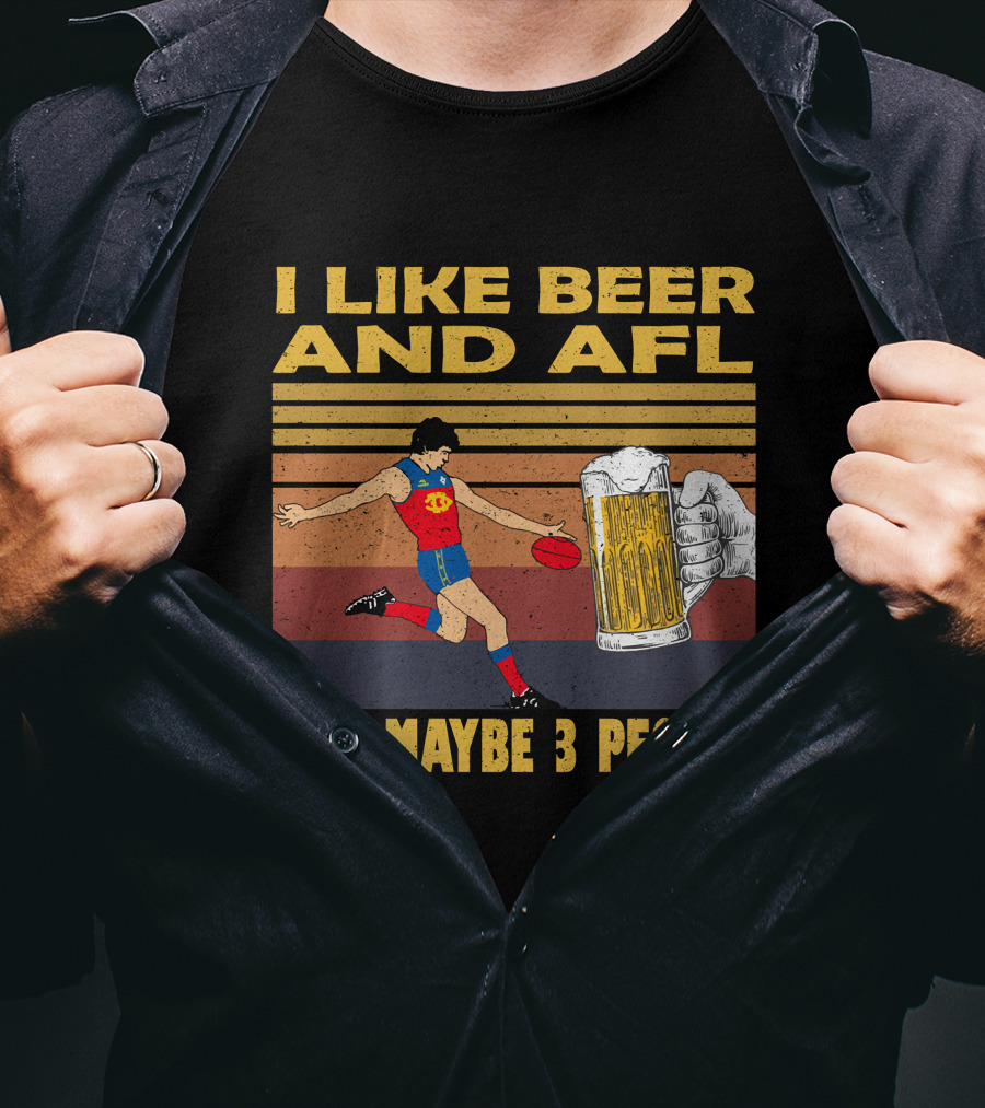 I Like Beer And AFL Maybe 3 People Retro Player And Beer Mug T-Shirt