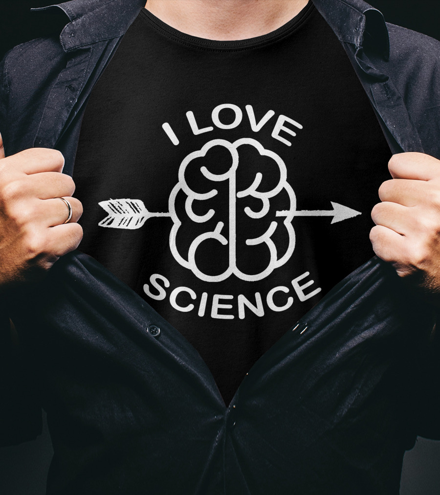 I Love Science Arrow Brain Fun T-Shirt