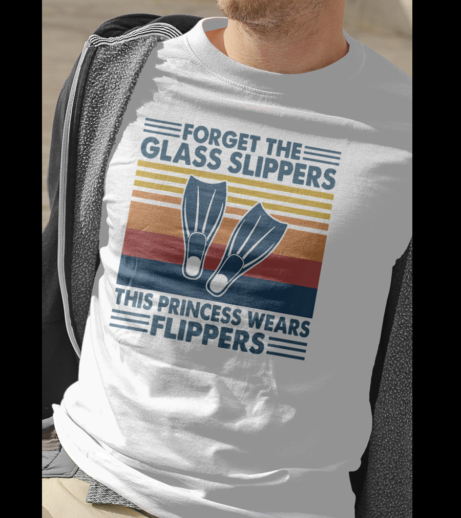 Forget The Glass Slippers This Princess Wears Flippers Retro Stripes T-Shirt
