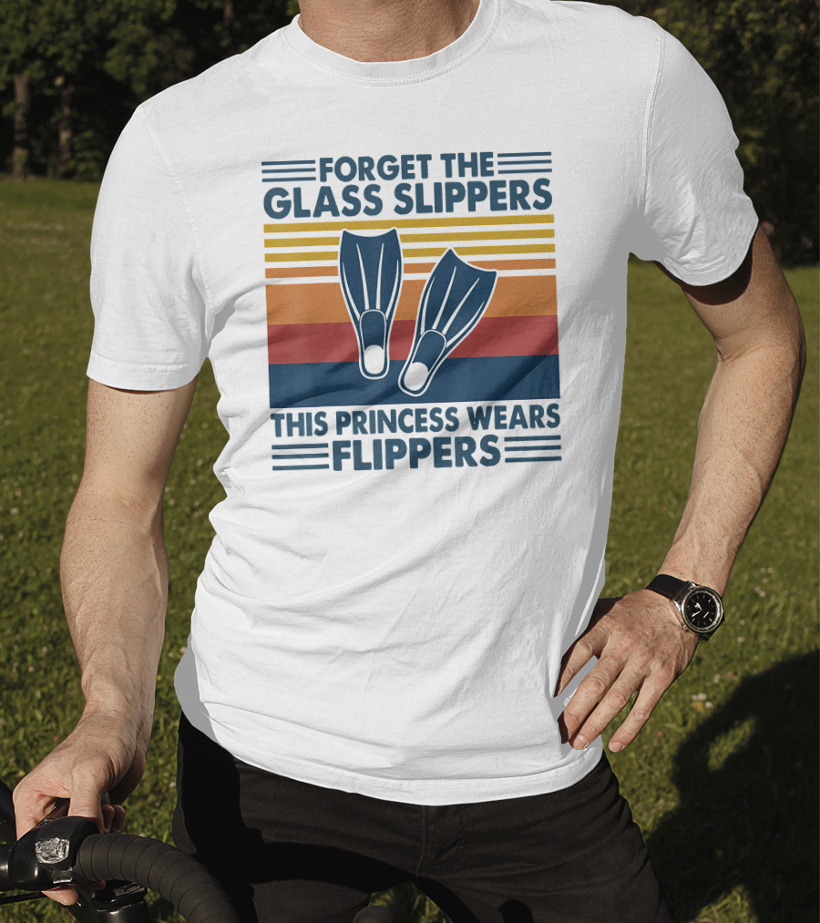 Forget The Glass Slippers This Princess Wears Flippers Retro Stripes T-Shirt