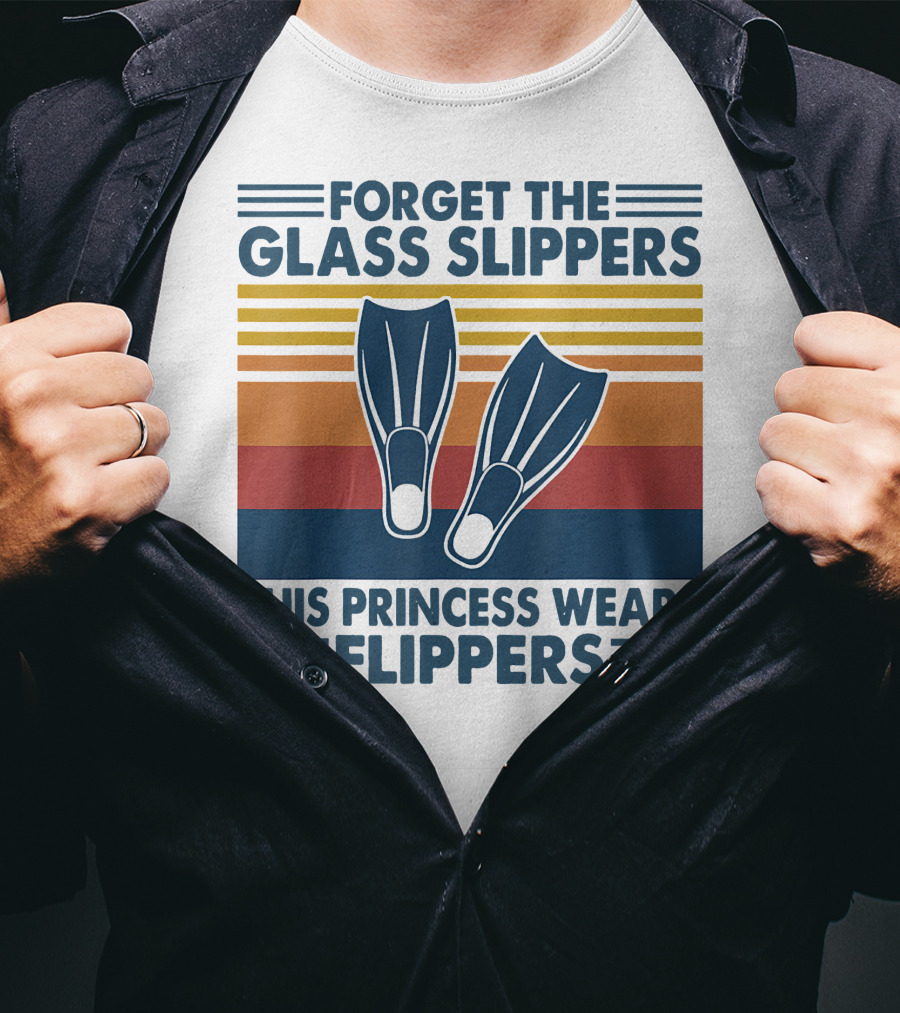 Forget The Glass Slippers This Princess Wears Flippers Retro Stripes T-Shirt
