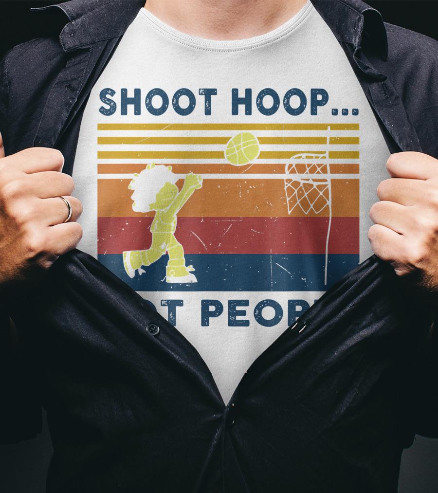 Shoot Hoop Not People Retro Basketball Stripes T-Shirt