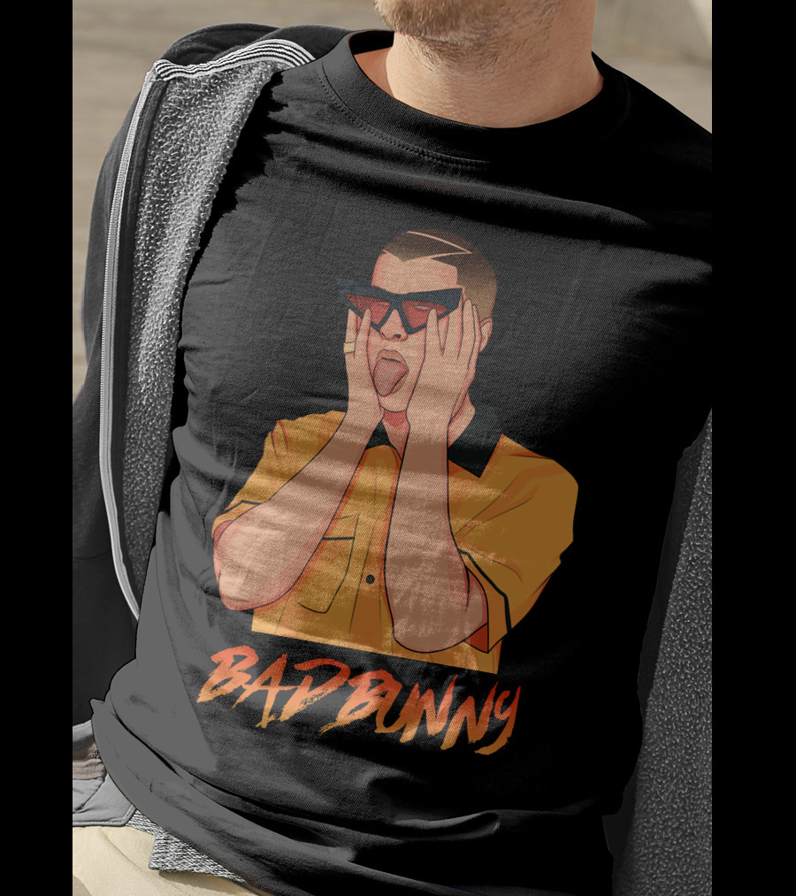 Bad Bunny El Conejo Malo Graphic Style Sunglasses Orange T-Shirt