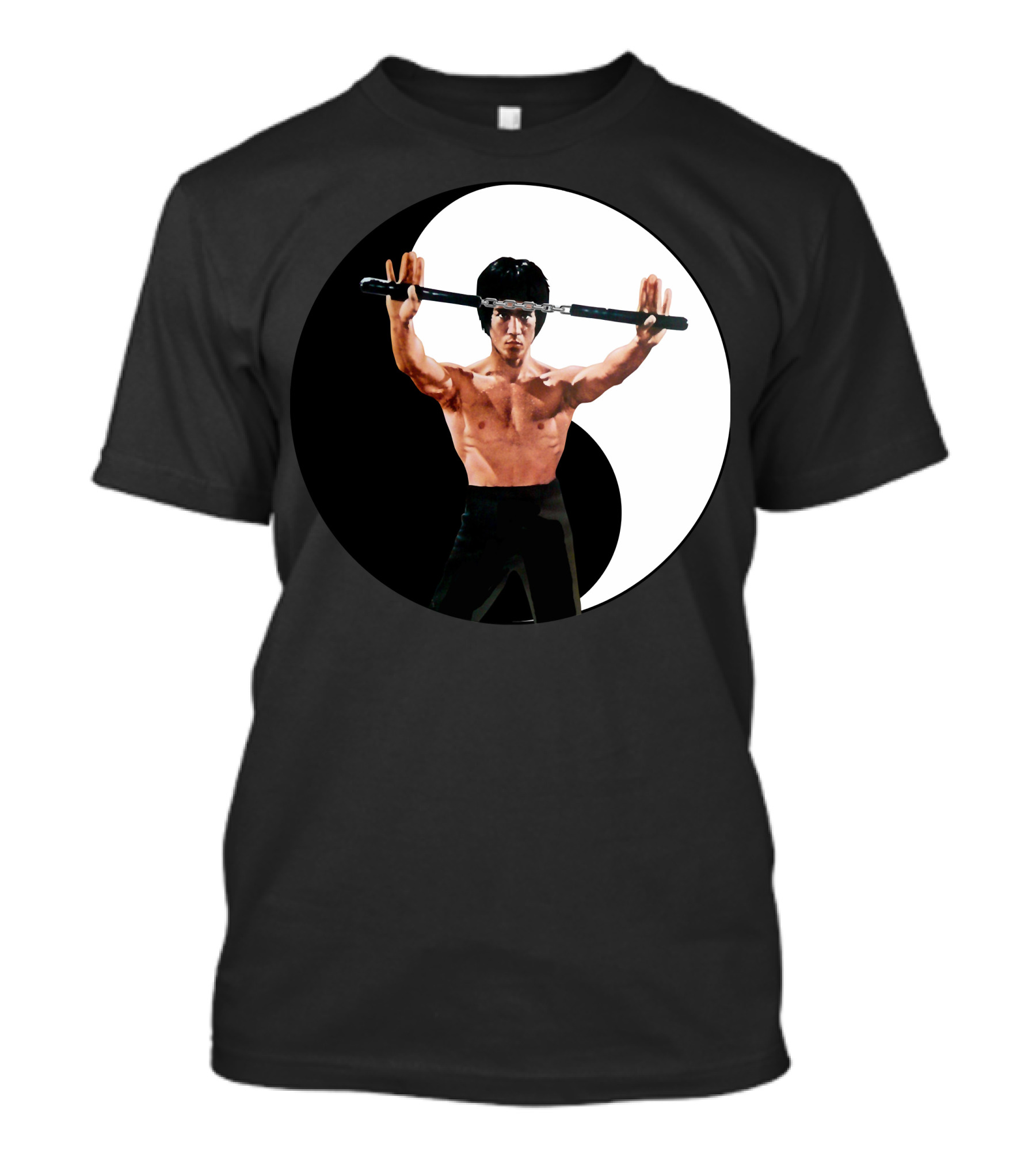 Bruce Lee Nunchaku Pose Yin Yang Martial Arts T-Shirt