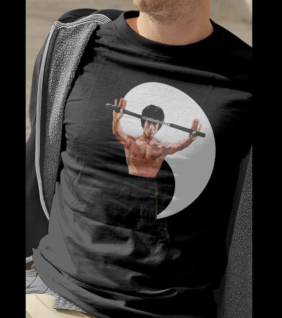 Bruce Lee Nunchaku Pose Yin Yang Martial Arts T-Shirt