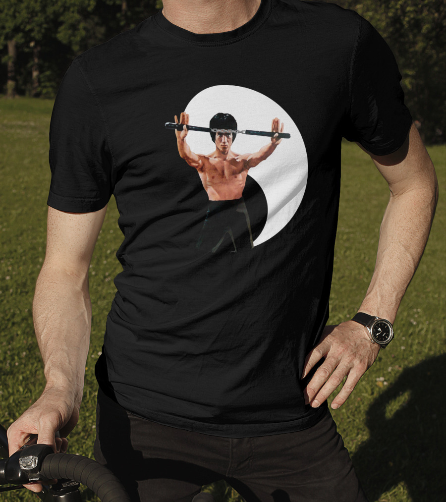 Bruce Lee Nunchaku Pose Yin Yang Martial Arts T-Shirt