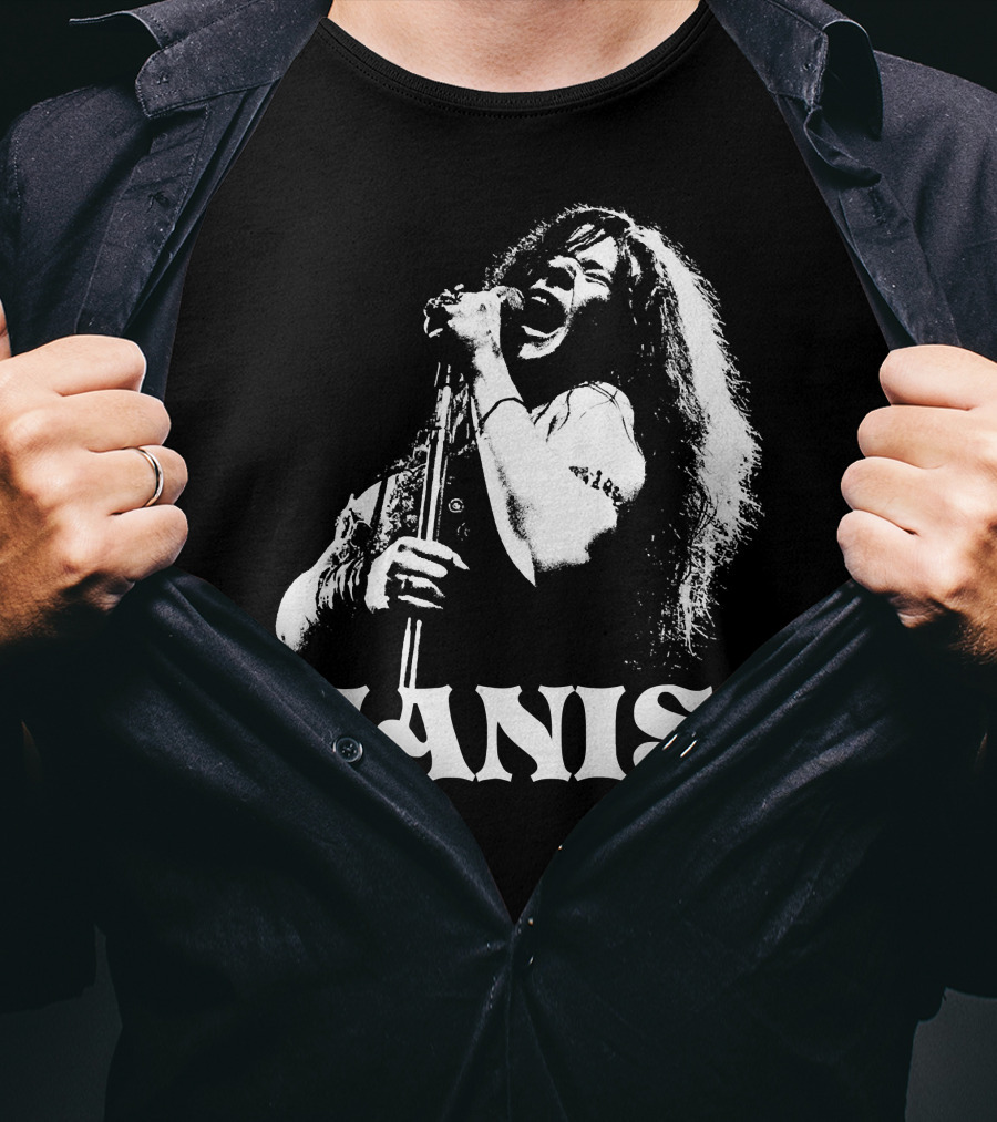 Janis Joplin White Stencil T-Shirt