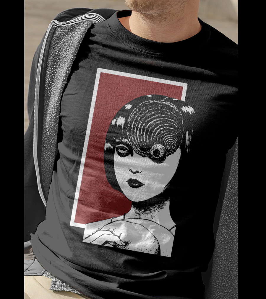 Junji Ito Uzumaki The Great Spiral Horror Manga Face With Spiral Eye T-Shirt