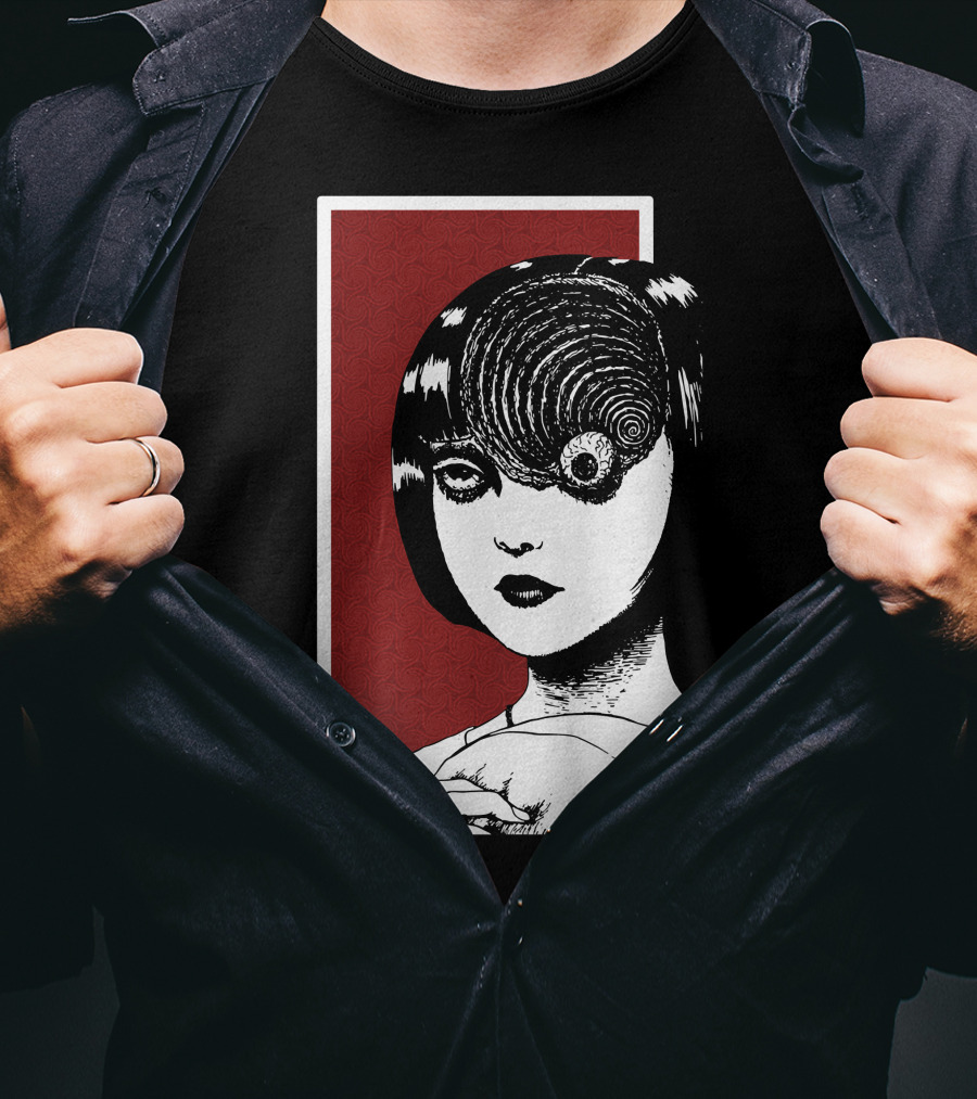 Junji Ito Uzumaki The Great Spiral Horror Manga Face With Spiral Eye T-Shirt