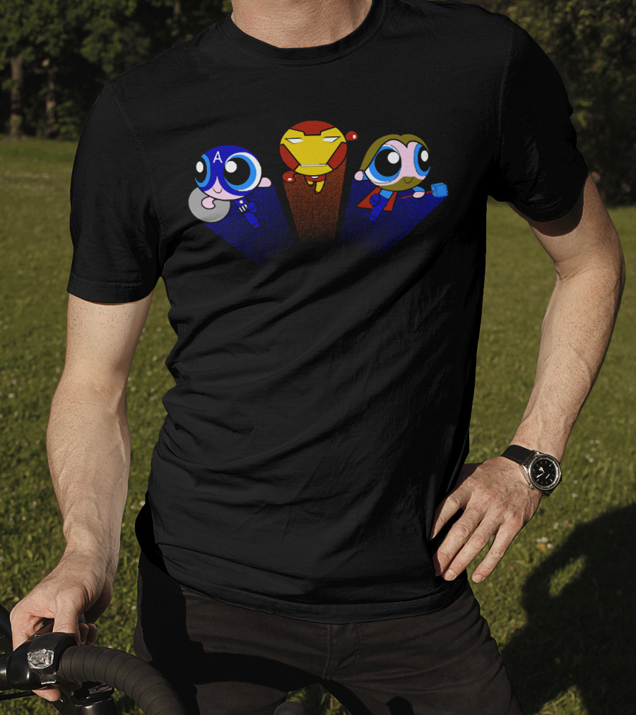 Powerpuff Girls Avengers Iron Man Captain America Thor Mashup T-Shirt