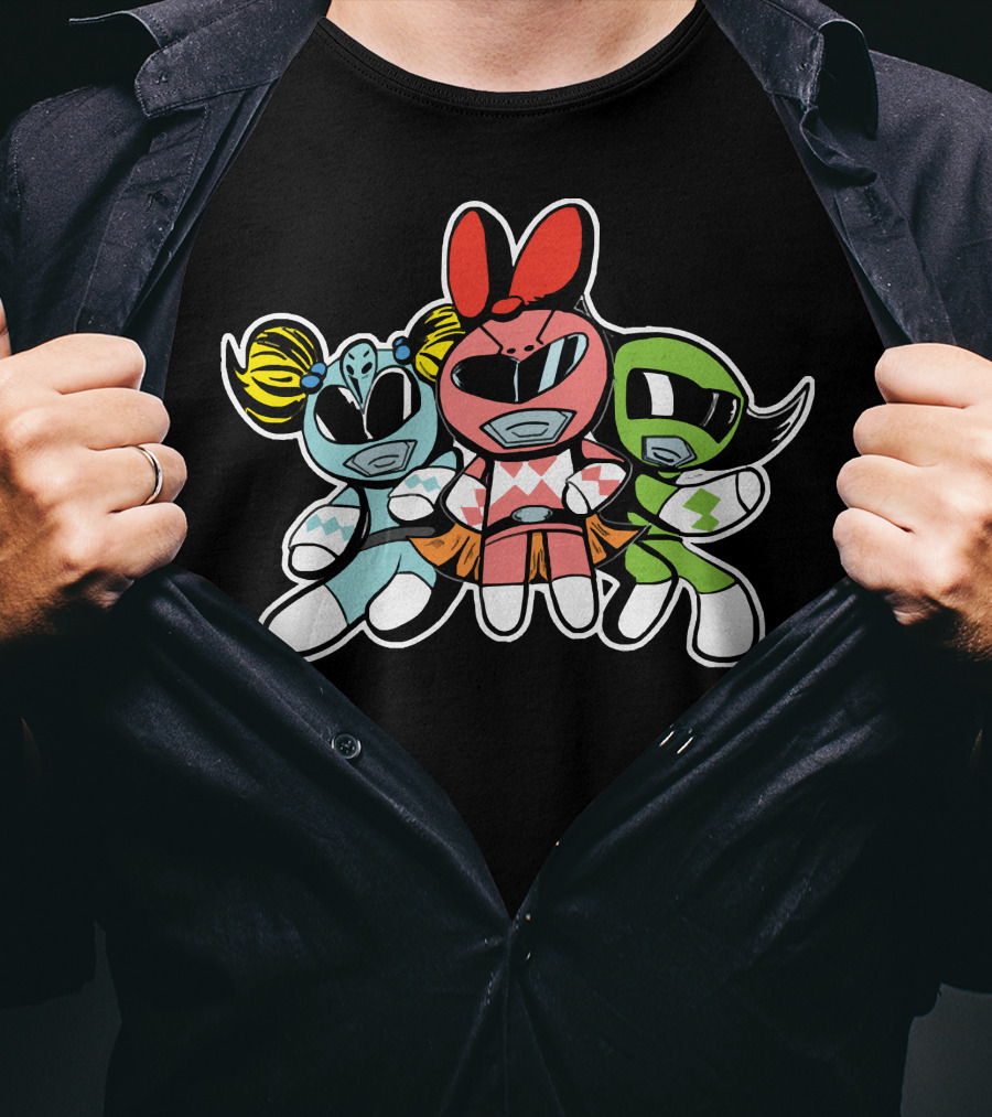 Powerpuff Girls Mighty Morphin Crossover Ranger Girls T-Shirt