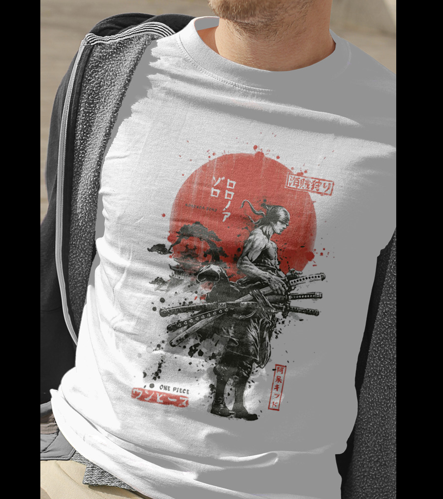 Roronoa Zoro Wano Arc Samurai Swords One Piece Anime Kanji T-Shirt