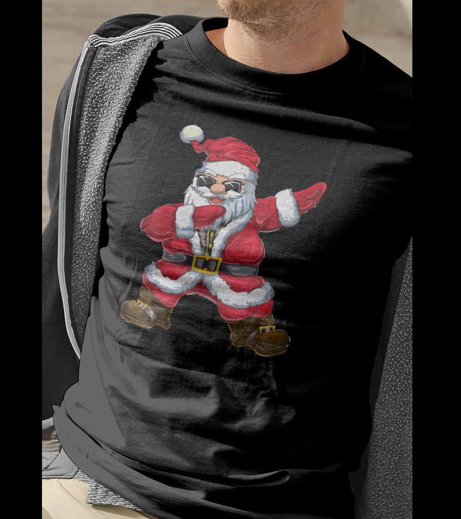 Christmas Dabbing Santa With Sunglasses T-Shirt