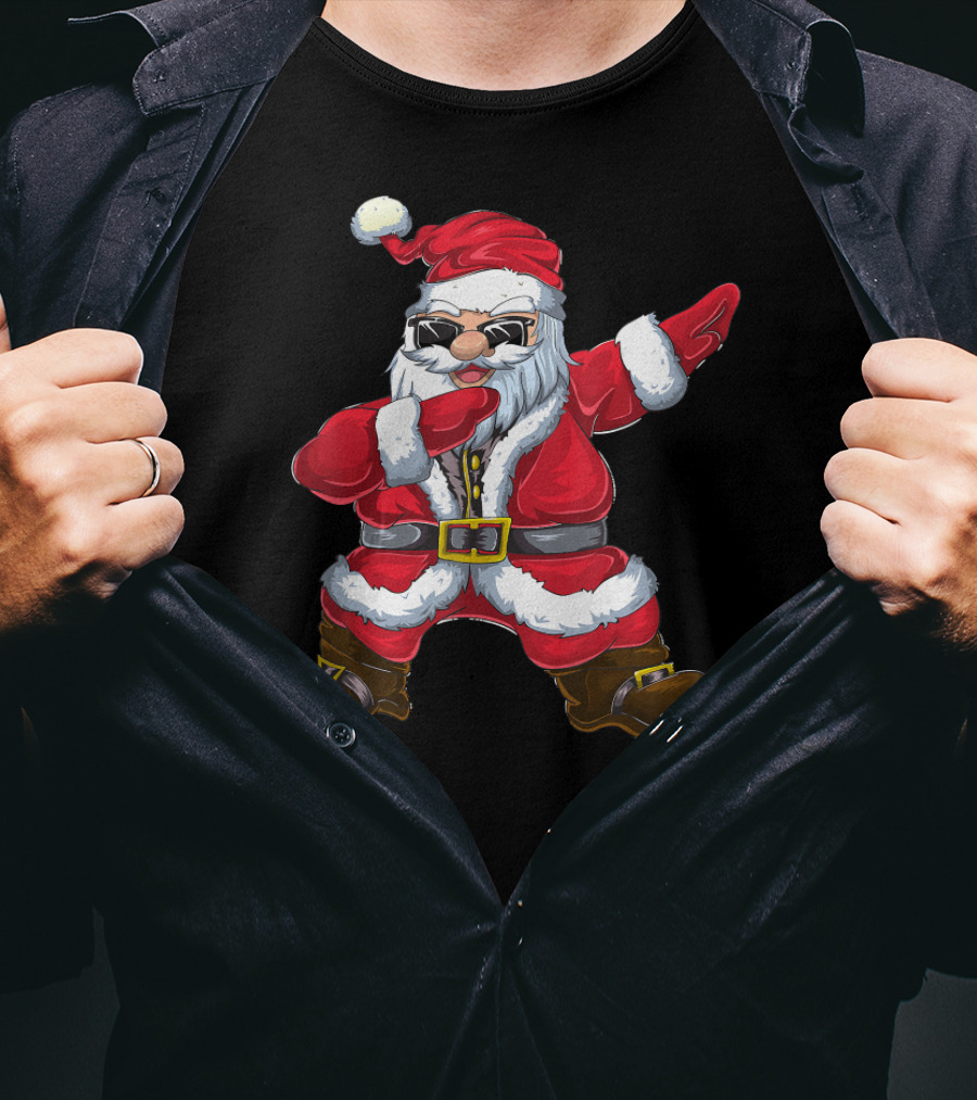 Christmas Dabbing Santa With Sunglasses T-Shirt