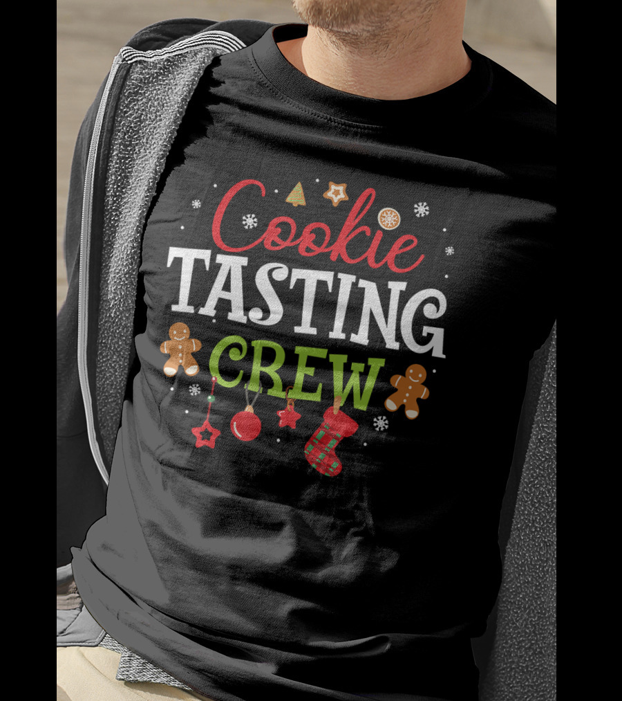 Cookie Tasting Crew Gingerbread Ornament Snowflakes Christmas Baking T-Shirt