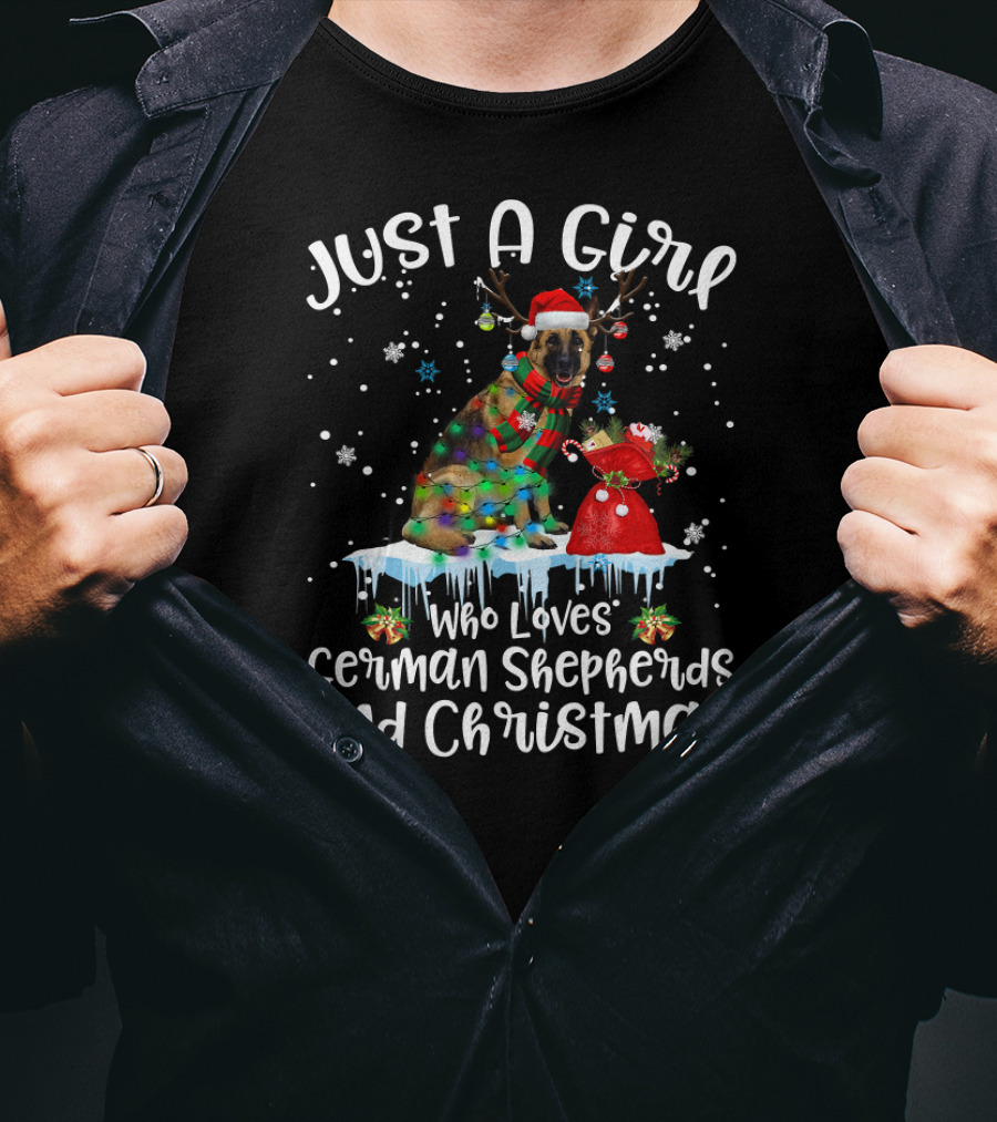 Just A Girl Who Loves German Shepherds And Christmas T-Shirt