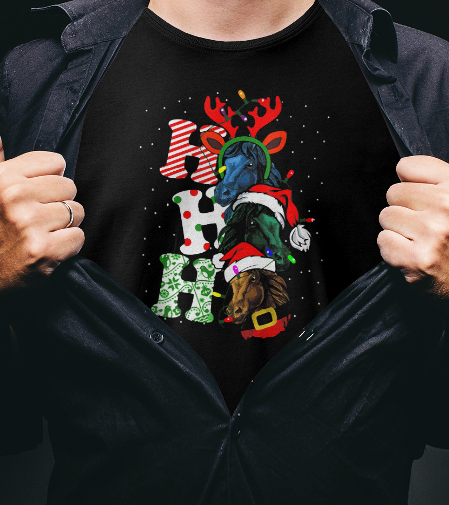 Ho Ho Ho Horse Reindeer Christmas Holiday T-Shirt