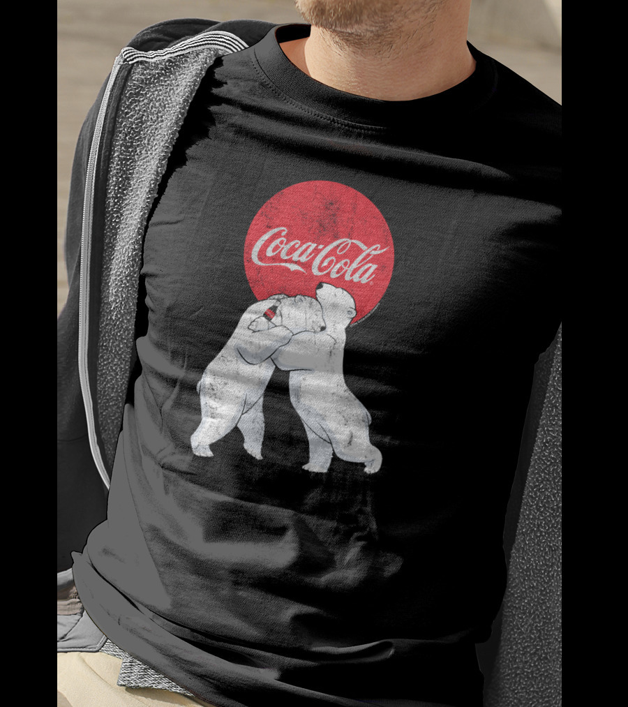 Coca Cola Christmas Polar Bears Embrace Classic T-Shirt