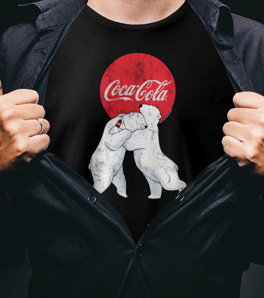 Coca Cola Christmas Polar Bears Embrace Classic T-Shirt