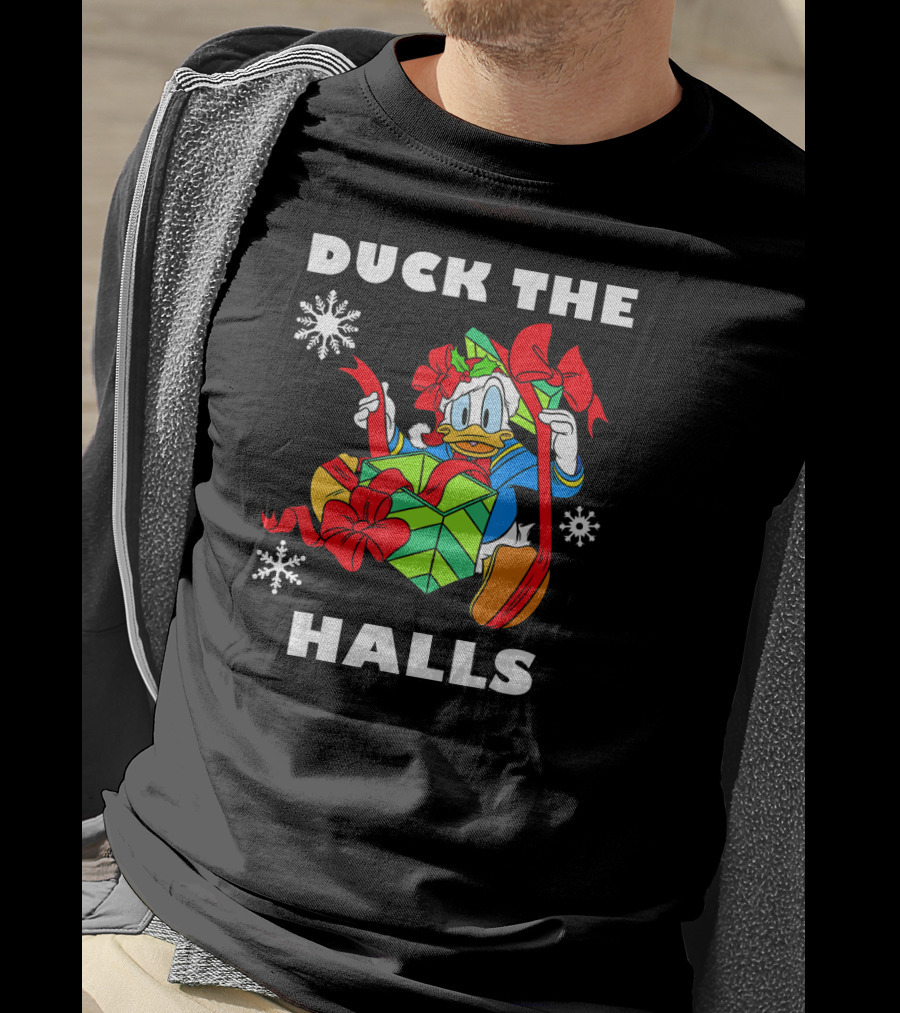 Disney Donald Duck The Halls Christmas Gift Box Holiday T-Shirt