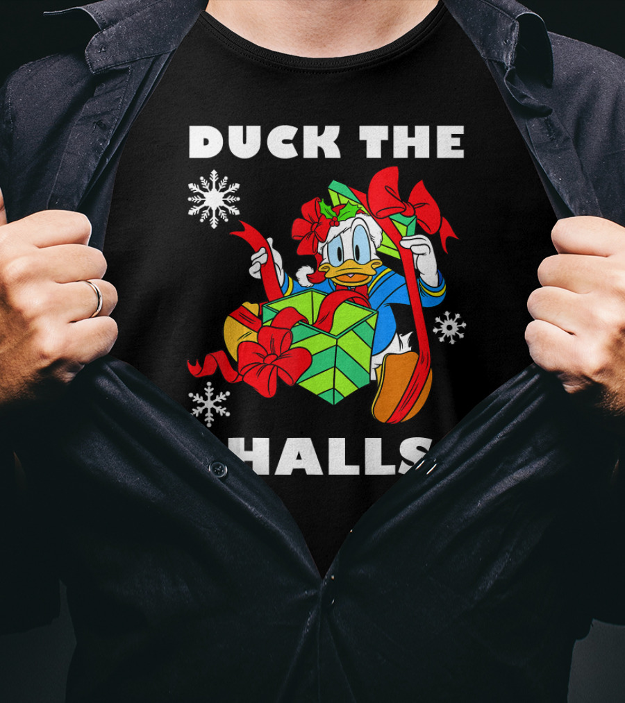Disney Donald Duck The Halls Christmas Gift Box Holiday T-Shirt
